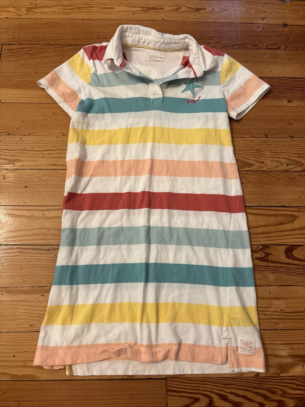 Fat Face Girls Polo Dress Striped Colorful Rainbow 11-12 Years